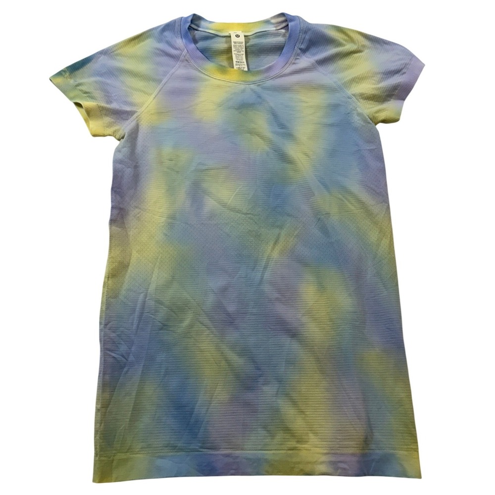 Lululemon Swiftly Tech Short Sleeve 2.0 Tie Dye Blue Yellow Purple Size 6